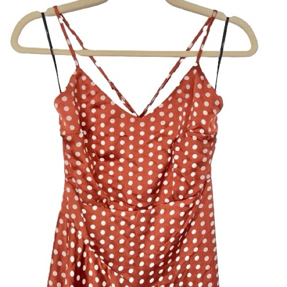 Lulu's Bellamy Rust Brown Polka Dot Backless Handkerchief Dress - Picture 8 of 13
